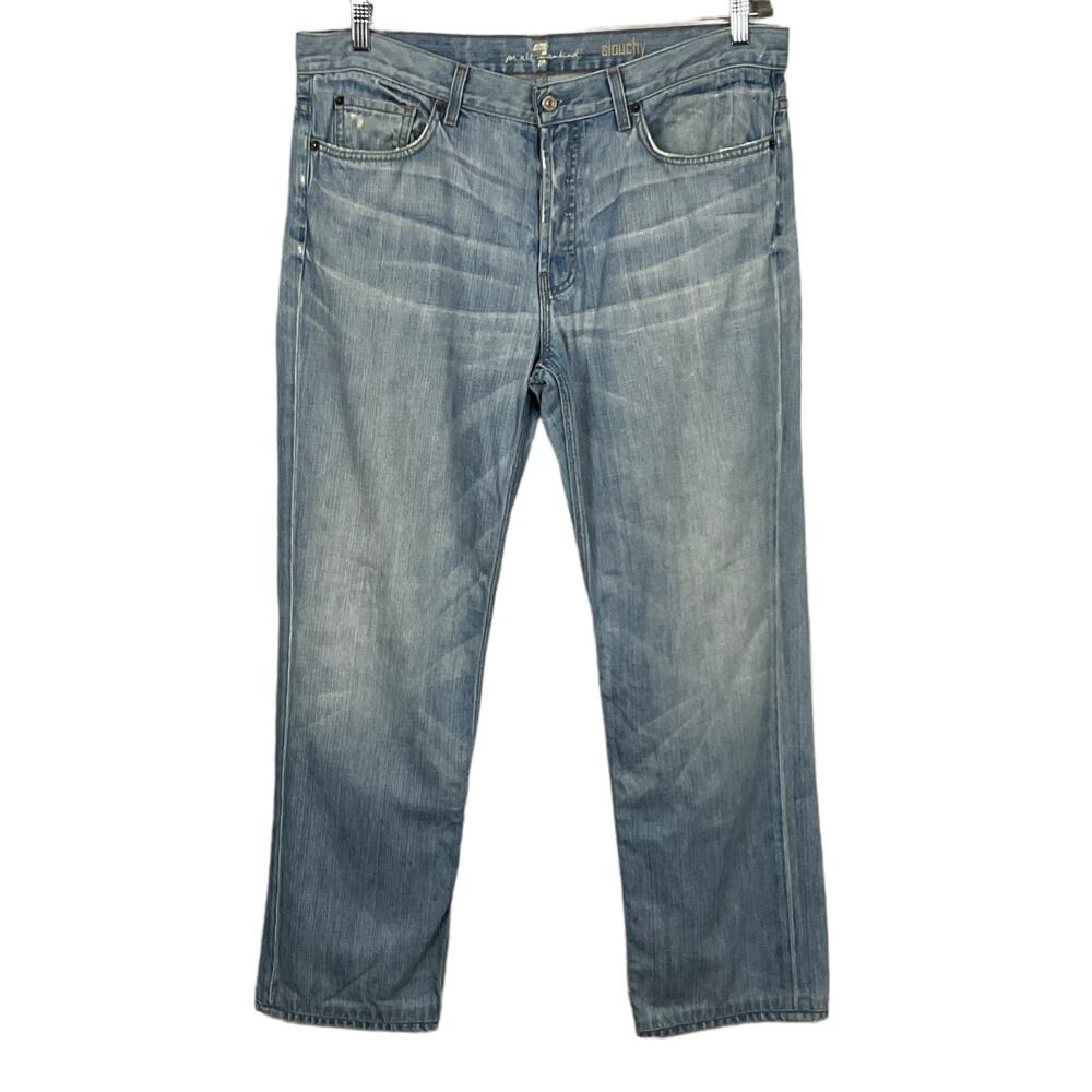 7 For All Mankind 7FAM Mens Slouchy Fit Button Fly Jeans Light Wash sz 36 x 31